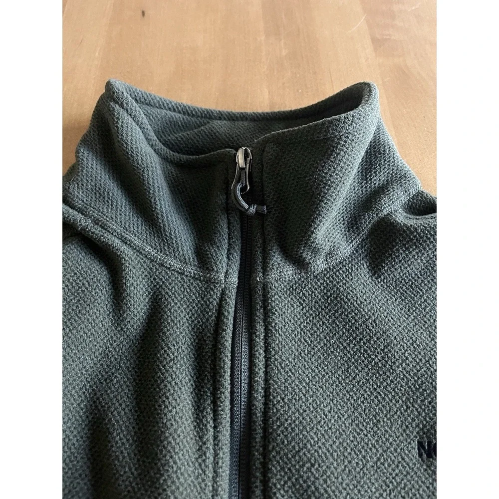 The North Face Mens Sz Medium Olive Green Texture Fleece 1/4 Zip Pullover Jacket
